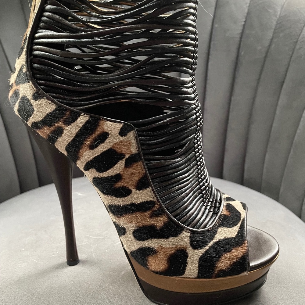 Versace Animal Print and Leather Heels